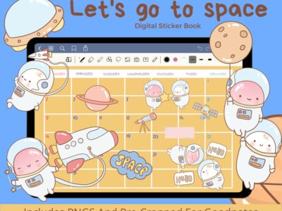 Go To Space Theme digital stickers