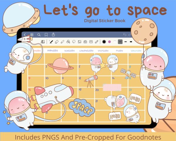 Go To Space Theme digital stickers