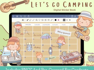 Let's Go Camping Theme Digital Stickers