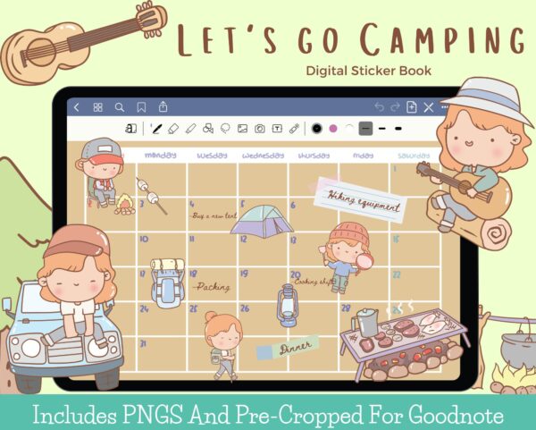 Let's Go Camping Theme Digital Stickers