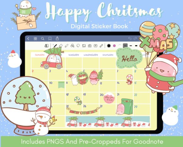 Happy Chritsmas Theme Digital Stickers