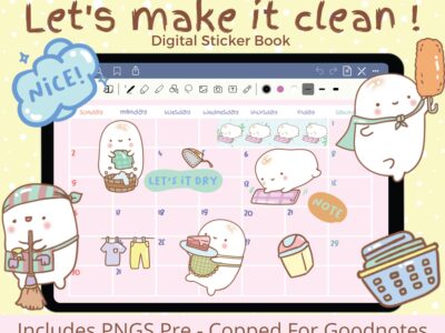 Let's Make It Clean Theme digital stickers