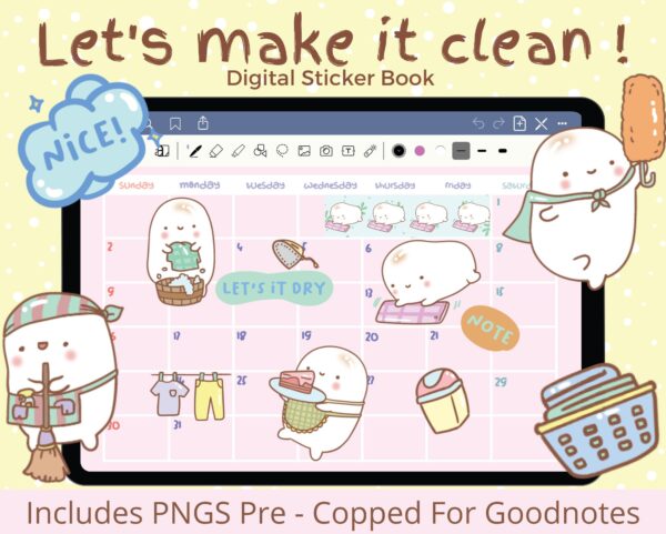 Let's Make It Clean Theme digital stickers