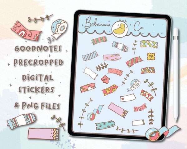 Cute Washi Tape Digital Stickers