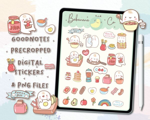 Cute Morning Breakfast Digital Stickers