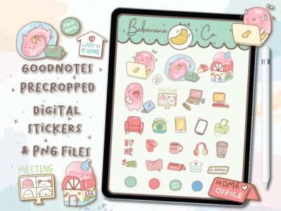 Cute Work AT Home digital stickers