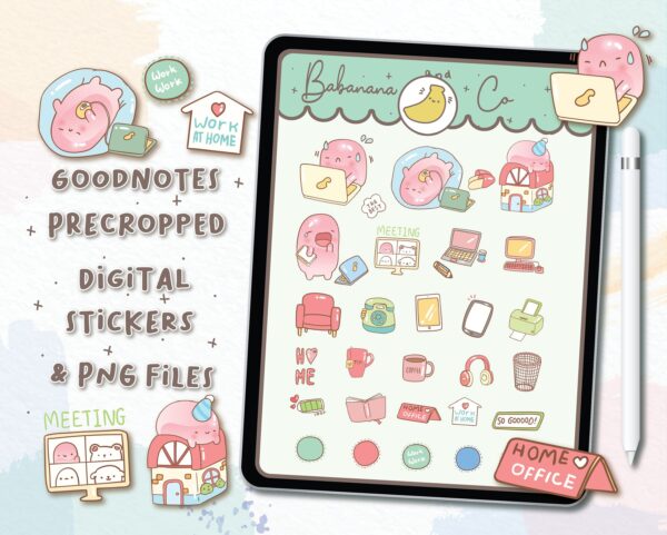 Cute Work AT Home digital stickers