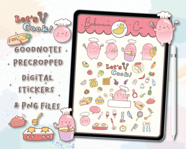 Cute Let's Cook Digital Stickers