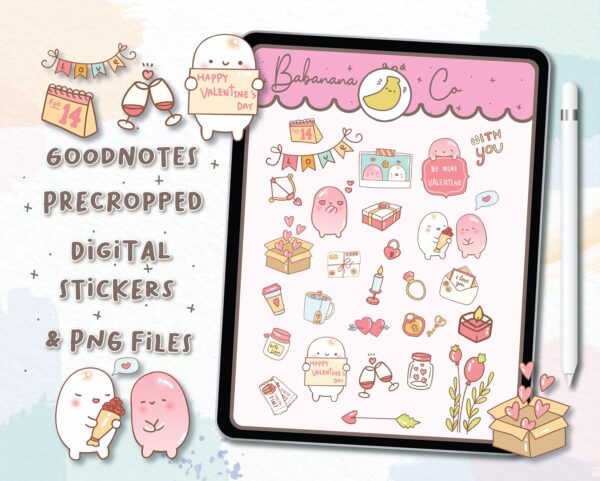 Cute Happy Valentine Digital Stickers