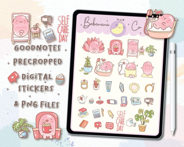 Cute Self Care Day digital stickers