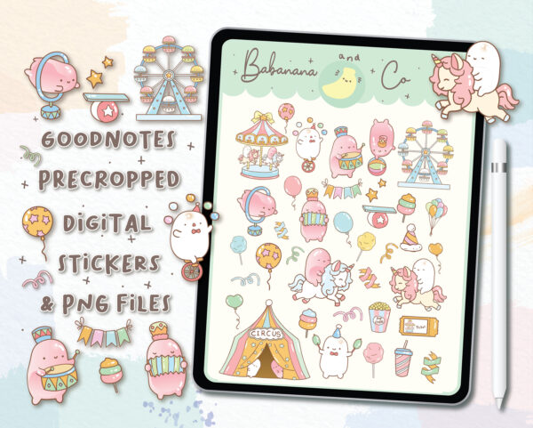 Cute Circus digital stickers