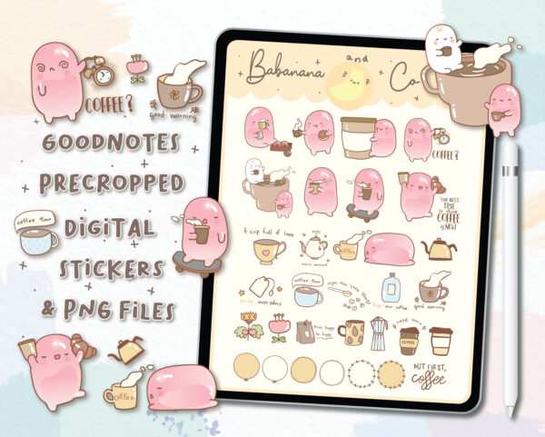 Cute I Need Coffee Digital Stickers