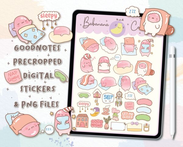 Cute Napping digital stickers