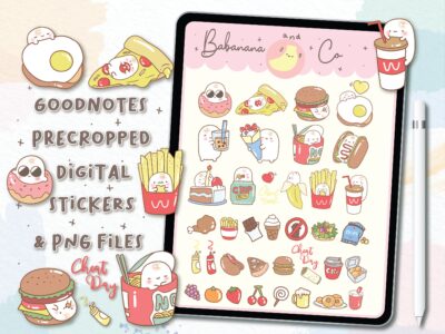 Cute I Love Food Digital Stickers