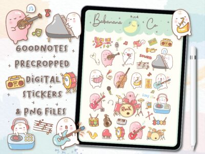 Cute Let’s Play Music Digital Stickers