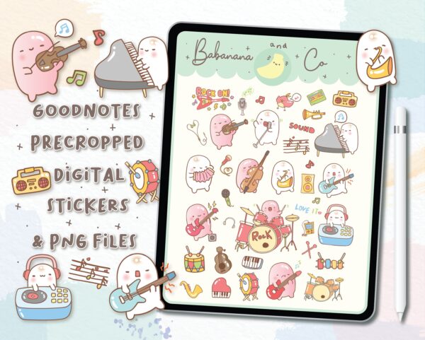 Cute Let’s Play Music Digital Stickers