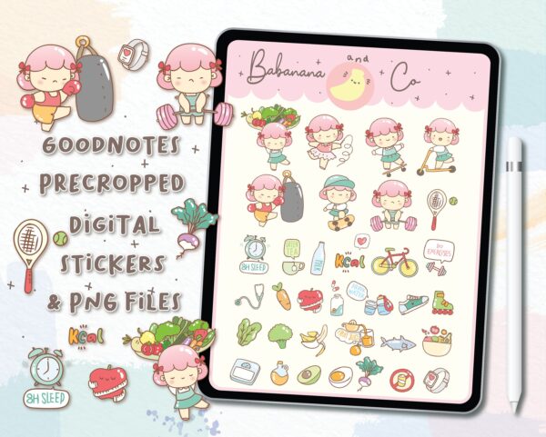 Healthy Lifestyle digital stickers