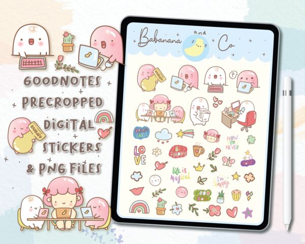 Cute Working digital stickers