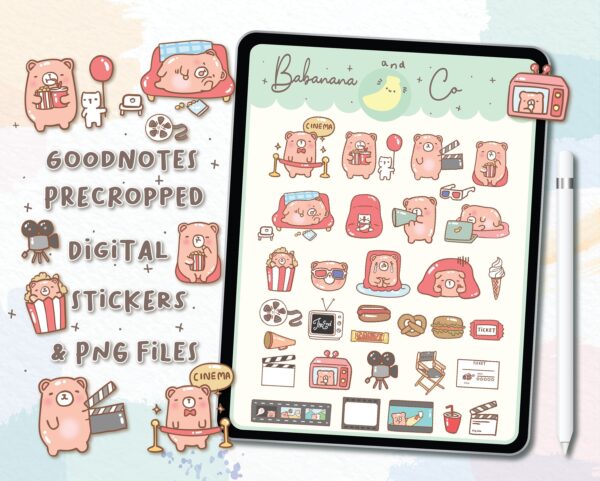 Movie Time Digital Stickers