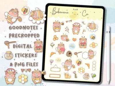 Happy Bee Bear digital stickers