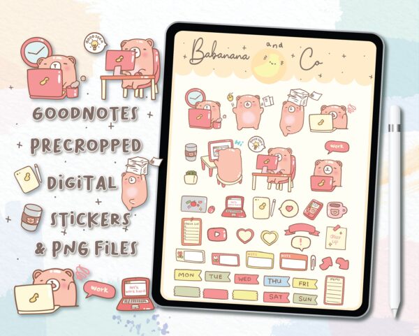 Cute Work Day digital stickers