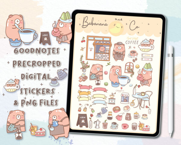 Cute Cafe Digital Stickers