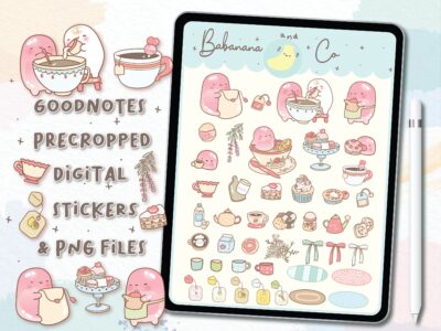 Tea Time Digital Stickers