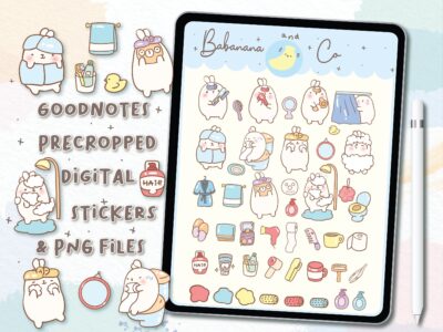 Cute Bath digital stickers