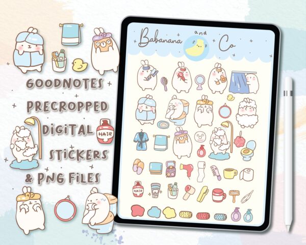 Cute Bath digital stickers