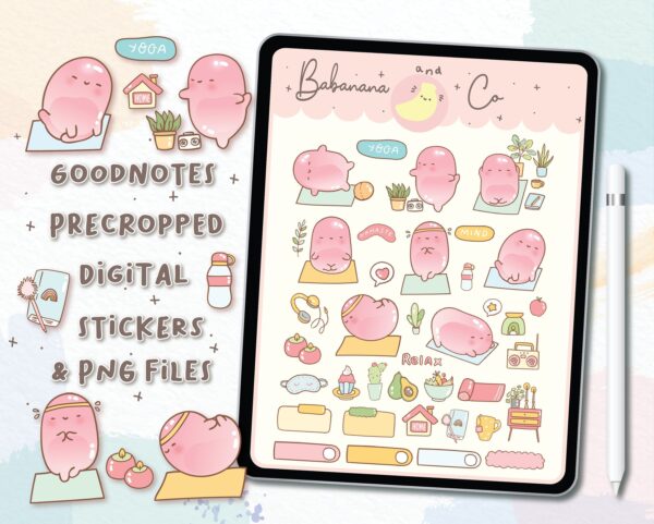 Cute Yoga digital stickers