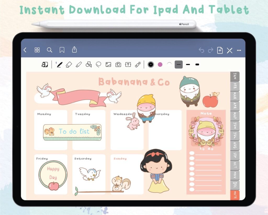 Princess digital stickers , Goodnotes Stickers , Cute Hand Draw ...
