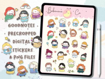 Cute Princess digital stickers