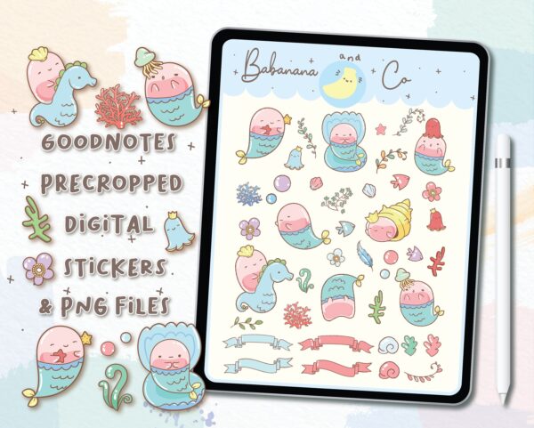 Cute Mermaid Digital Stickers