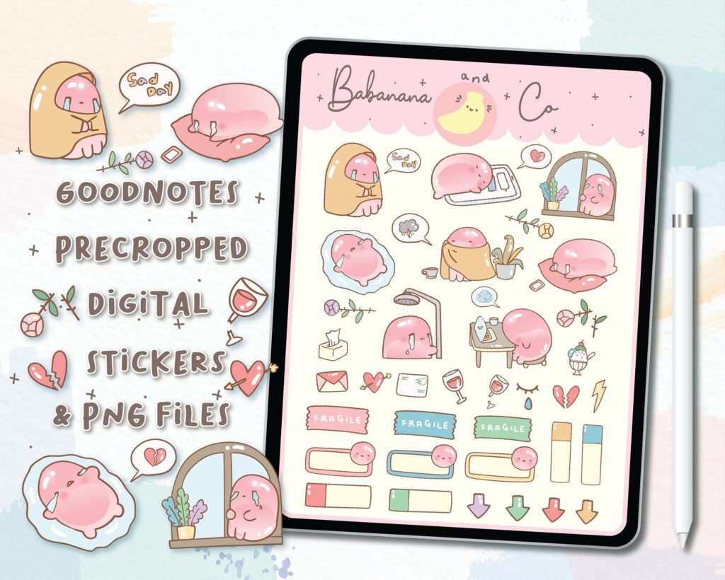 Sad Day digital stickers , Goodnotes Stickers , Cute Hand Draw ...