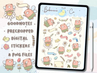 Cute Angel Flower digital stickers