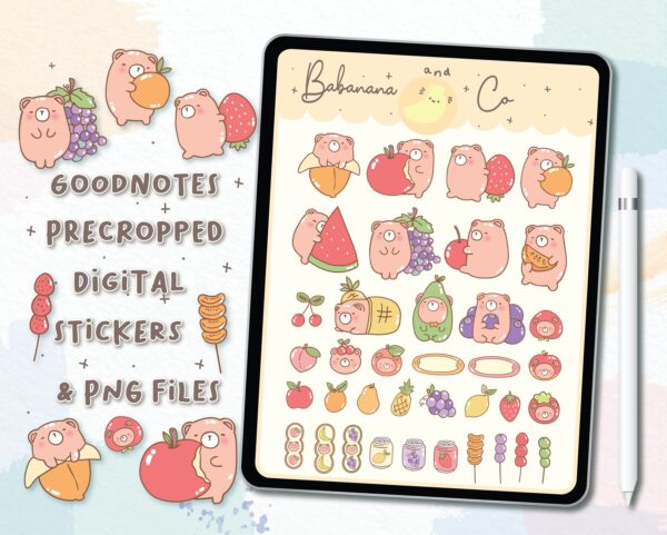 Cute Fruit Digital Stickers
