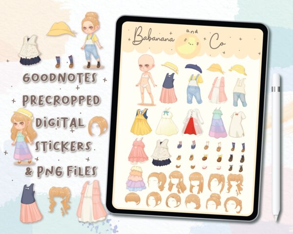 Paper Doll digital stickers