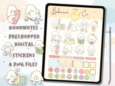 Cute Poodle Digital Stickers