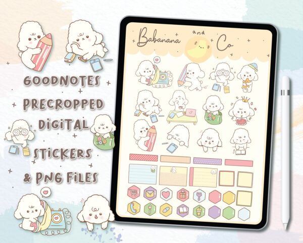 Cute Poodle Digital Stickers