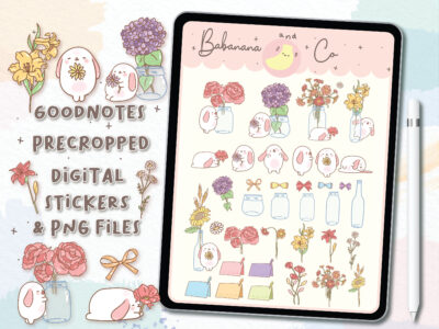 Cute Flower Digital Stickers