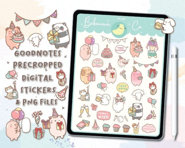 Cute Party Digital Stickers