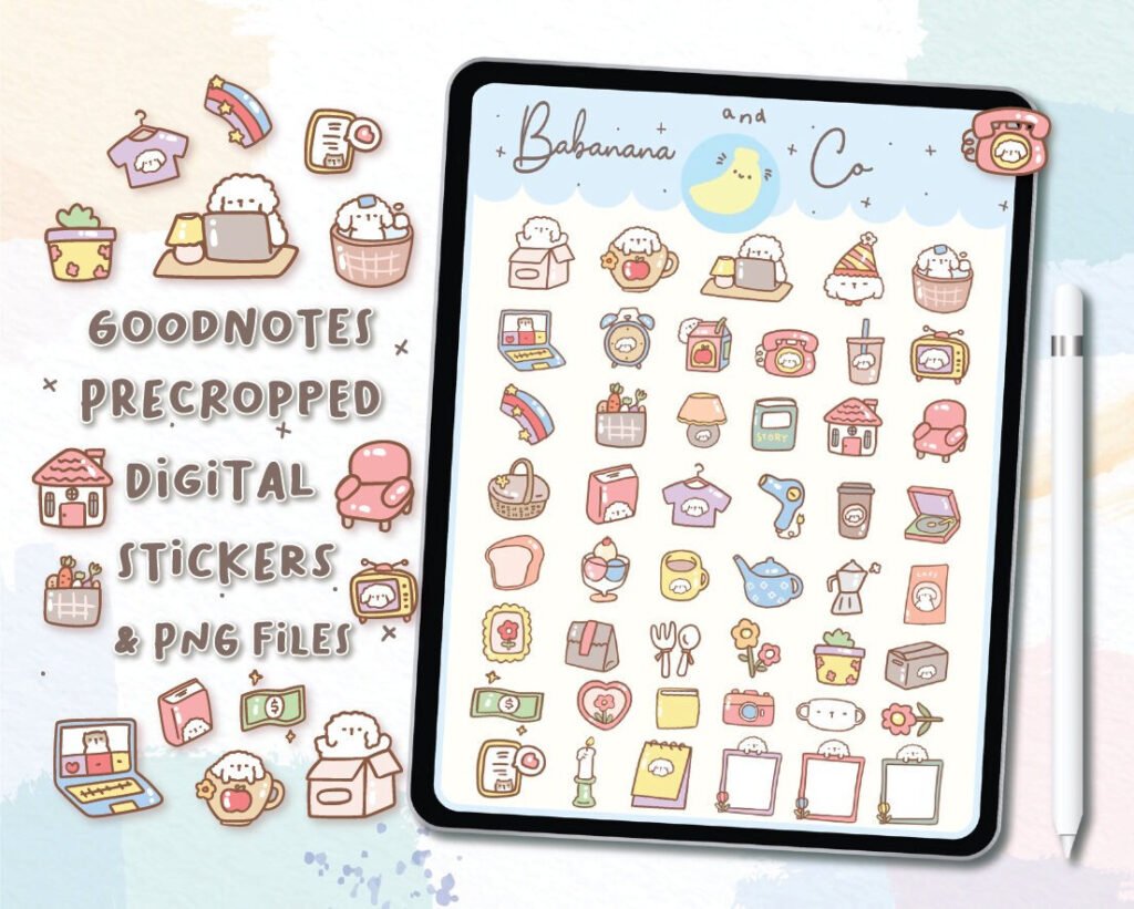 Cute Icons digital stickers , Goodnotes Stickers , Cute Hand Draw ...