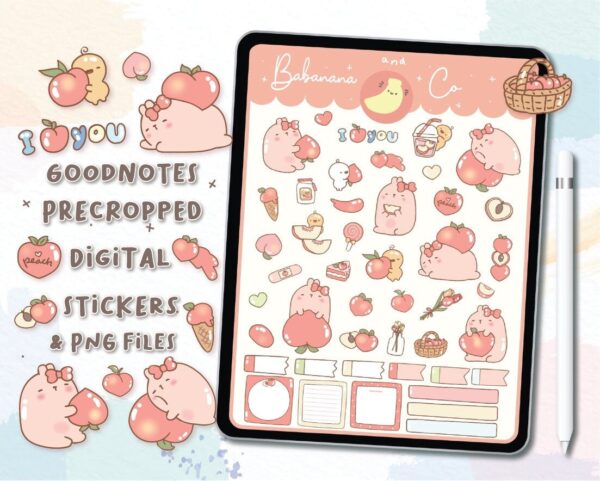 Love Peach digital stickers