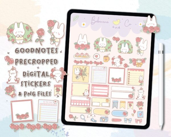 Cute Flowers Roses digital stickers
