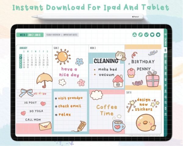 Custom Notepad digital stickers , Goodnotes Stickers , Cute Hand Draw ...