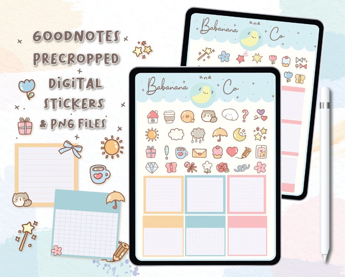 Custom Notepad digital stickers , Goodnotes Stickers , Cute Hand Draw ...