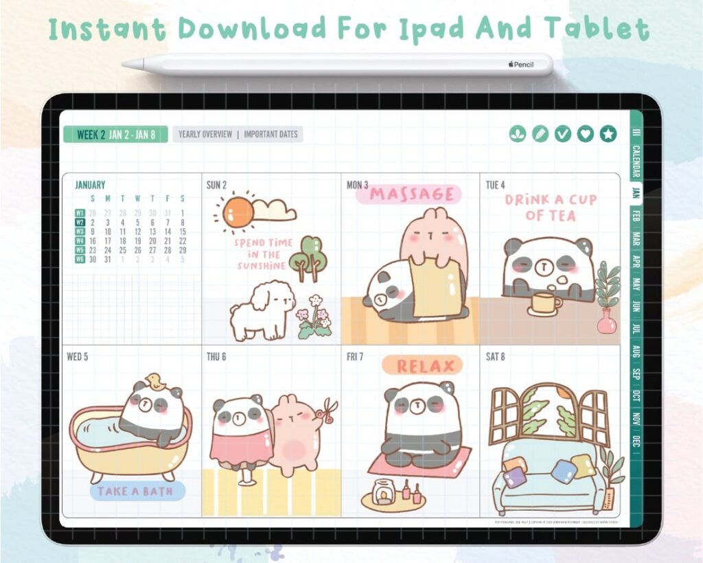 Self care digital stickers , Goodnotes Stickers , Cute Hand Draw ...