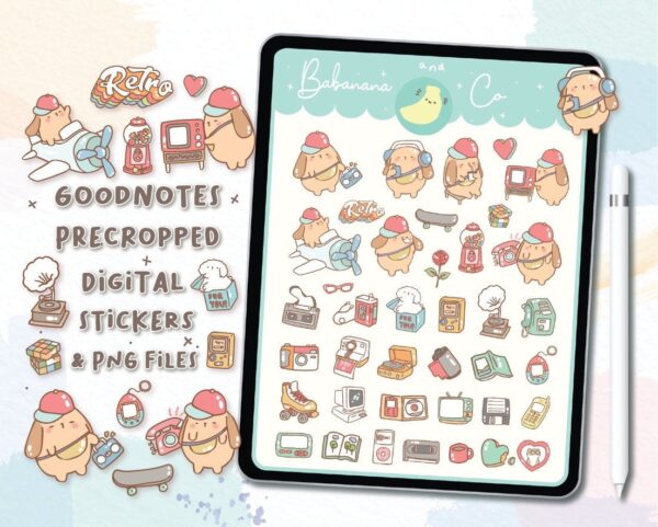 Retro digital stickers