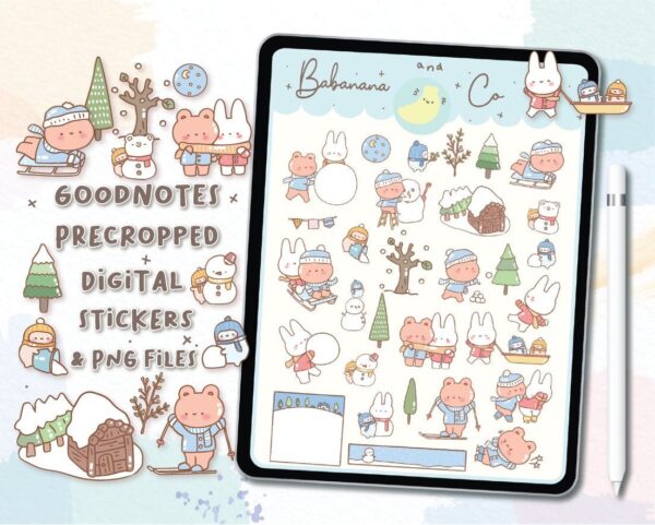 Happy Winter digital stickers