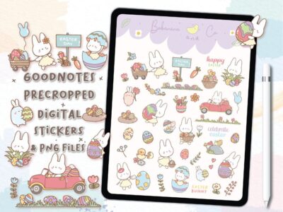 Happy Easter digital stickers